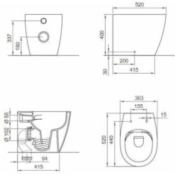 Vase De Sol En Céramique Blanche Brillante D'une Profondeur De 52 Cm Ponsi Kite BCKTELVASO Blanc Brillant -Geberit || Grohe || ALLIBERT Soldes 43844055 3