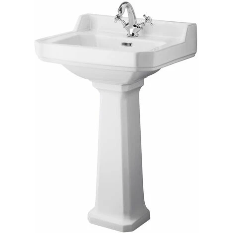 Hudson Reed - Lavabo Rétro Sur Colonne 59.5cm - Design 1 Trou 3 Hudson Reed - Lavabo Rétro Sur Colonne 59.5cm - Design 1 Trou