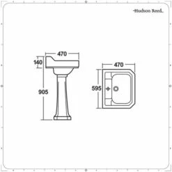 Hudson Reed - Lavabo Rétro Sur Colonne 59.5cm - Design 1 Trou 11 Hudson Reed - Lavabo Rétro Sur Colonne 59.5cm - Design 1 Trou -Geberit || Grohe || ALLIBERT Soldes 4441733 5
