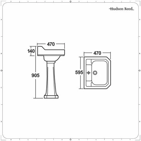 Hudson Reed - Lavabo Rétro Sur Colonne 59.5cm - Design 1 Trou 7 Hudson Reed - Lavabo Rétro Sur Colonne 59.5cm - Design 1 Trou – Image 5
