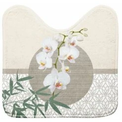 Tapis Contour WC Imprimé Azia 45x45cm Naturel