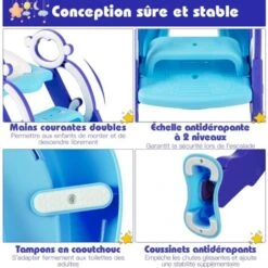 COSTWAY Siège De Toilette Pour Enfants Pliable Hauteur Réglable 75KG Avec Coussin Amovible Et Doux En PP+PVC Réducteur WC Bébé Violet -Geberit || Grohe || ALLIBERT Soldes 45760433 4