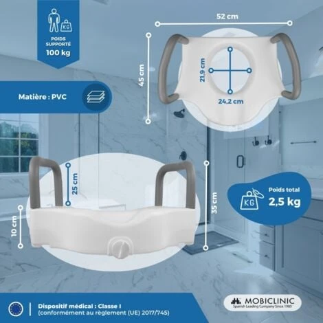 Rehausseur WC Avec Accoudoirs Fixes Blanc Cibeles Mobiclinic 4 Rehausseur WC Avec Accoudoirs Fixes Blanc Cibeles Mobiclinic – Image 2