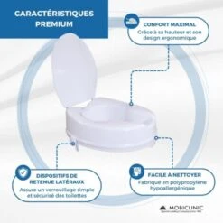 Rehausseur WC, Avec Couvercle , Hauteur 10 Cm , Blanc , Titan , Mobiclinic -Geberit || Grohe || ALLIBERT Soldes 45794431 5