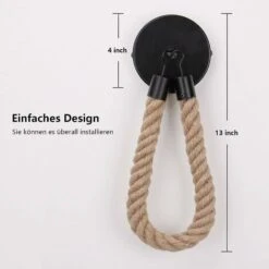 Porte-Papier Toilette,Porte-Serviette En Corde De Chanvre Pour Salle De Bain Et Cuisine Porte-Papier Salle De Bain Support De Rouleau De Serviette Toilette (Black) -Geberit || Grohe || ALLIBERT Soldes 45981205 3