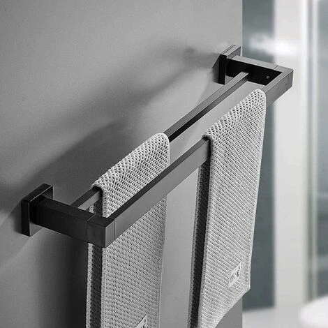 Serviette Noir Mat Double Barre Porte-Serviettes Support Mural En Acier Inoxydable 2 Barres Étagère De Salle De Bain Accessoires De Salle De Bain (Size : 40CM) 5 Serviette Noir Mat Double Barre Porte-Serviettes Support Mural En Acier Inoxydable 2 Barres Étagère De Salle De Bain Accessoires De Salle De Bain (Size : 40CM) – Image 3