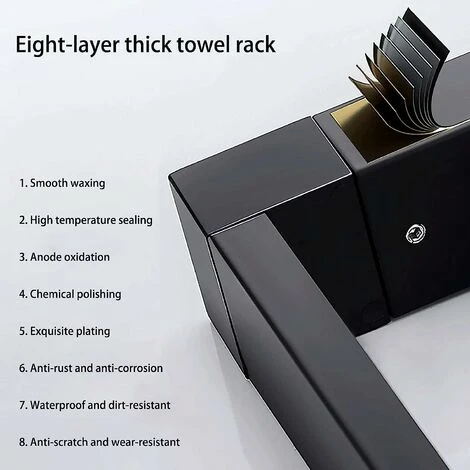 Serviette Noir Mat Double Barre Porte-Serviettes Support Mural En Acier Inoxydable 2 Barres Étagère De Salle De Bain Accessoires De Salle De Bain (Size : 40CM) 6 Serviette Noir Mat Double Barre Porte-Serviettes Support Mural En Acier Inoxydable 2 Barres Étagère De Salle De Bain Accessoires De Salle De Bain (Size : 40CM) – Image 4