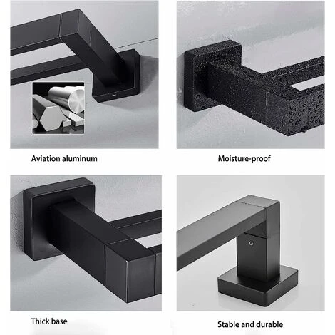 Serviette Noir Mat Double Barre Porte-Serviettes Support Mural En Acier Inoxydable 2 Barres Étagère De Salle De Bain Accessoires De Salle De Bain (Size : 40CM) 7 Serviette Noir Mat Double Barre Porte-Serviettes Support Mural En Acier Inoxydable 2 Barres Étagère De Salle De Bain Accessoires De Salle De Bain (Size : 40CM) – Image 5