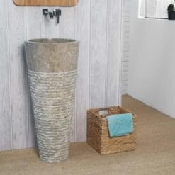 Vasque Salle De Bain Sur Pied En Marbre Florence Gris