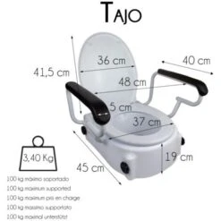 Siège De Toilette Surélevé Avec Couvercle 17 Cm Réglable Inclinable Accoudoirs Rabattables Blanc Tajo Mobiclinic -Geberit || Grohe || ALLIBERT Soldes 49194958 3