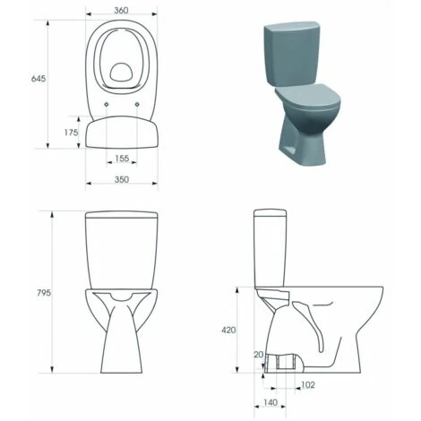 Pack WC Au Sol MYRA Sans Bride - Sortie Verticale 4 Pack WC Au Sol MYRA Sans Bride - Sortie Verticale – Image 2