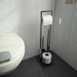 ALLIBERT Valet WC VERRY Avec Dérouleur Papier WC, Réserve Papier Et Brosse WC Chromé - Base En Verre Trempé -Geberit || Grohe || ALLIBERT Soldes 50895704 3