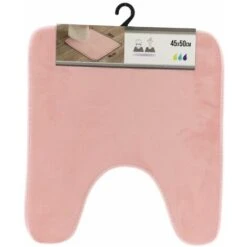 TENDANCE - Tapis Contour WC En Microfibre Rose 45 X 50 Cm