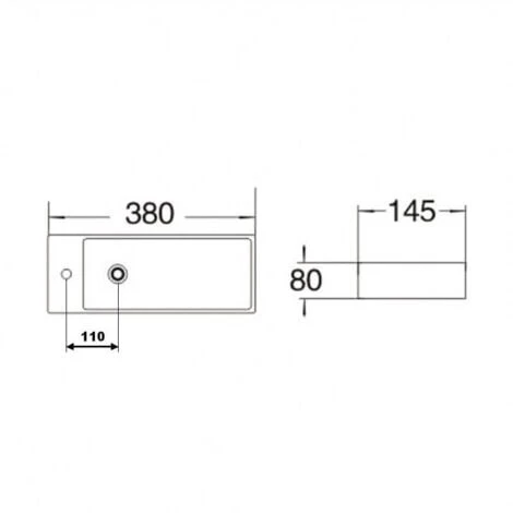 Lave Main Rectangulaire Gain De Place Gauche - Céramique Noire - 38x15 Cm - Minimalist 4 Lave Main Rectangulaire Gain De Place Gauche - Céramique Noire - 38x15 Cm - Minimalist – Image 2