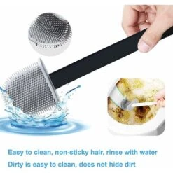 Brosse WC TPR Silicone Et Support,Triomphe Brosse De Toilettes Détachable à Manche Long, Montage Au Sol/Mur Avec Base De Filtre à Eau, Pour Les Coins Et Les Petits Espaces Entre Les Toilettes Et Mur ( -Geberit || Grohe || ALLIBERT Soldes 53036439 3