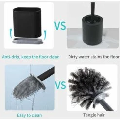 Brosse WC TPR Silicone Et Support,Triomphe Brosse De Toilettes Détachable à Manche Long, Montage Au Sol/Mur Avec Base De Filtre à Eau, Pour Les Coins Et Les Petits Espaces Entre Les Toilettes Et Mur ( -Geberit || Grohe || ALLIBERT Soldes 53036439 4