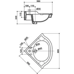 Lavabo D'angle Blanc Rétro 8 Lavabo D'angle Blanc Rétro -Geberit || Grohe || ALLIBERT Soldes 53594 3