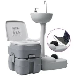 Hommoo Toilette Portable De Camping Et Support A Laver Les Mains Gris -Geberit || Grohe || ALLIBERT Soldes 54056890 3