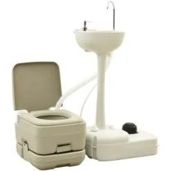 Hommoo Toilette Portable De Camping 10+10L Et Support A Lave-mains 20L