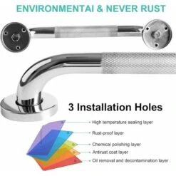 RHAFAYRE Barre De Baignoire SUS 304,Barre De Maintien, Rehausseur WC Adulte, Barre D'appui En Acier Inox De Bain Avec Grip Antidérapant, Salle De Bain, Barre De Douche Ventouse (40cm) -Geberit || Grohe || ALLIBERT Soldes 54251899 4