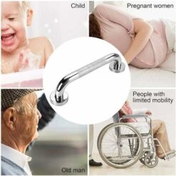 RHAFAYRE Barre De Baignoire SUS 304,Barre De Maintien, Rehausseur WC Adulte, Barre D'appui En Acier Inox De Bain Avec Grip Antidérapant, Salle De Bain, Barre De Douche Ventouse (40cm) -Geberit || Grohe || ALLIBERT Soldes 54251899 5
