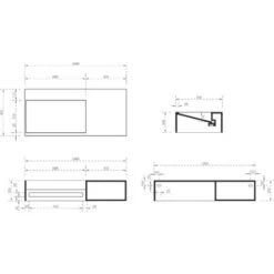 Vasque Murale Avec Espace De Rangement TWG62 - Solid Surface - Largeur Sélectionnable 100 Cm -Geberit || Grohe || ALLIBERT Soldes 54313605 3