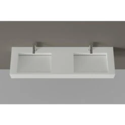 Lavabo Mural En Fonte Minérale TWG16 - 153 X 45 X 15 Cm - Couleur Au Choix - Base En Acier Inoxydable Noir Mat En Option Blanc Mat, Sans Console Métallique -Geberit || Grohe || ALLIBERT Soldes 54313815 3
