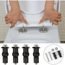 Fixation Universelle Siège Toilette Charnières De Fixation Caoutchouc Cheville Couvercle Toilette Abattant WC Vis Fixe Charnières Siège Toilette Boulons D'Écrous Couvercle Pièces Réparation Toilette -Geberit || Grohe || ALLIBERT Soldes 54679607 5