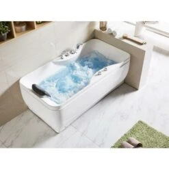 Baignoire Balnéo Blanche - 1 Place - 140L - 150 X 75 X 55 Cm - Angle Droit - GAVINO