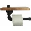 Porte-rouleau En Papier Toilette Design Rétro Métal Tube Étagère Ensemble De Rangement Avec Plateau En Bois Noir -Geberit || Grohe || ALLIBERT Soldes 55942779 1