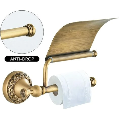 Support De Papier Toilette Avec Couvercle En Laiton Retro Porte-Rouleau Murale 4 Support De Papier Toilette Avec Couvercle En Laiton Retro Porte-Rouleau Murale – Image 2