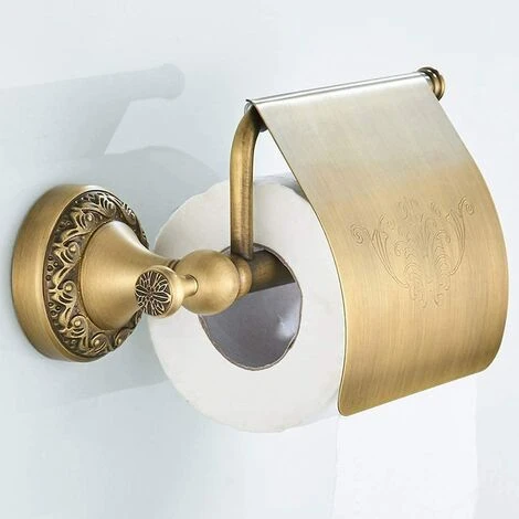 Support De Papier Toilette Avec Couvercle En Laiton Retro Porte-Rouleau Murale 5 Support De Papier Toilette Avec Couvercle En Laiton Retro Porte-Rouleau Murale – Image 3