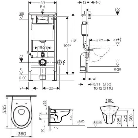 Geberit Pack Bâti-support Duofix 112cm + WC Suspendu Vitra Normus + Abattant Softclose + Plaque Blanche (NormusGeb1) 6 Geberit Pack Bâti-support Duofix 112cm + WC Suspendu Vitra Normus + Abattant Softclose + Plaque Blanche (NormusGeb1) – Image 4