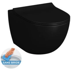Swiss Aqua Technologies WC Suspendu Sans Bride SAT Infinitio Avec Abattant Softclose, Noir Mat (SATINF011RREXPBKM)