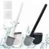 Brosse Toilette Silicone Plate Paquet De 2, Brosse WC Et Supports, Balai WC Mural, GU.B/bon Brosse WC En Silicone Noir + Blanc -Geberit || Grohe || ALLIBERT Soldes 56812294 1