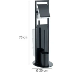 WENKO Serviteur WC Ravina 3en1, Brosse WC Et Dérouleur Papier Toilette, Range Papier Toilette Jusqu'à 3 Rouleaux, Acier Inox - Verre Trempé, Ø 20x70 Cm, Noir -Geberit || Grohe || ALLIBERT Soldes 56839419 5