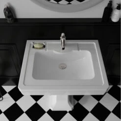 Lavabo Sur Pied Rétro En Céramique 70cm Verona -Geberit || Grohe || ALLIBERT Soldes 57193183 2