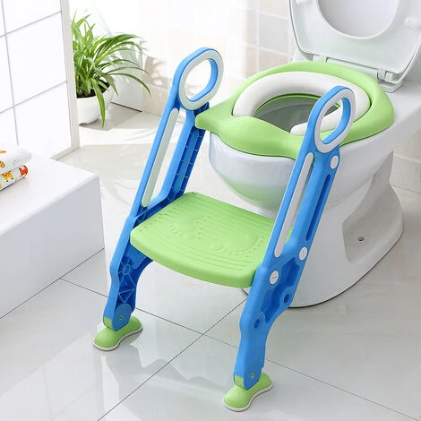 Aqrau Siège De Toilette, Echelle Pour Bébé Réglable Et Pliable - Bleu Vert 4 Aqrau Siège De Toilette, Echelle Pour Bébé Réglable Et Pliable - Bleu Vert – Image 2