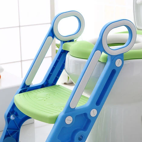 Aqrau Siège De Toilette, Echelle Pour Bébé Réglable Et Pliable - Bleu Vert 5 Aqrau Siège De Toilette, Echelle Pour Bébé Réglable Et Pliable - Bleu Vert – Image 3