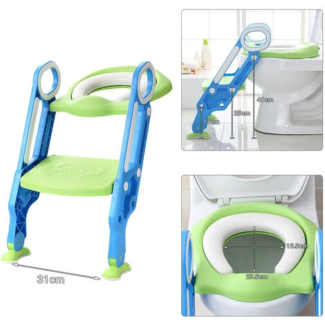 Aqrau Siège De Toilette, Echelle Pour Bébé Réglable Et Pliable - Bleu Vert 7 Aqrau Siège De Toilette, Echelle Pour Bébé Réglable Et Pliable - Bleu Vert – Image 5
