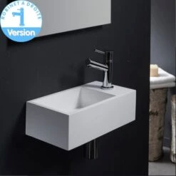 Lave-mains Gain De Place En Solid Surface Sacramento 35x18 Cm