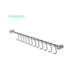 Crochet à Torchon，Crochet Barre De Cuisine En Acier Inox 53cm Avec 12 Crochets Argent FUIENKO
