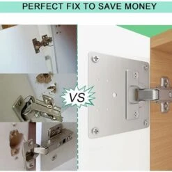 4 Pièces Plaque De Réparation De Charnière D'armoire Avec Trou, Supports De Réparation Plaques Installation Facile Avec 24 Vis, Kit De Réparation De Charnière -Geberit || Grohe || ALLIBERT Soldes 61302826 4