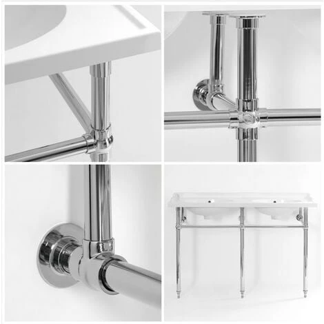 Hudson Reed Elizabeth - Lavabo Sur Pieds Double Vasque Rétro Avec Pieds Chromé 6 Hudson Reed Elizabeth - Lavabo Sur Pieds Double Vasque Rétro Avec Pieds Chromé – Image 4