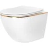 CUVETTE WC SUSPENDUE REA CARLO WHITE MINI FLAT GOLD EDGE 1 CUVETTE WC SUSPENDUE REA CARLO WHITE MINI FLAT GOLD EDGE -Geberit || Grohe || ALLIBERT Soldes 63574926 1