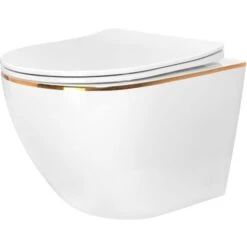 CUVETTE WC SUSPENDUE REA CARLO WHITE MINI FLAT GOLD EDGE