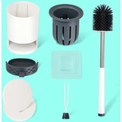 SWANEW Brosse WC Silicone Brosse Toilette Avec Support à Séchage Rapide Pincette Cachée Brosse Toilette Silicone Pour Salle WC -Geberit || Grohe || ALLIBERT Soldes 63736240 3