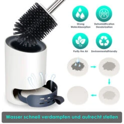 SWANEW Brosse WC Silicone Brosse Toilette Avec Support à Séchage Rapide Pincette Cachée Brosse Toilette Silicone Pour Salle WC -Geberit || Grohe || ALLIBERT Soldes 63736240 5