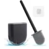 Brosses De Toilette, Brosse De Toilette En Silicone Avec Porte-brosse à Séchage Rapide Noir 367x87x39mm FUIENKO -Geberit || Grohe || ALLIBERT Soldes 64473021 1