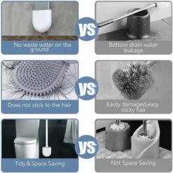 Brosses De Toilette, Brosse De Toilette En Silicone Avec Porte-brosse à Séchage Rapide Noir 367x87x39mm FUIENKO -Geberit || Grohe || ALLIBERT Soldes 64473021 3